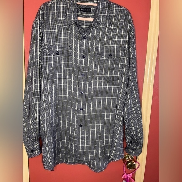 KENNETH Cole New York Mens XL Black and Tan Button Down Shirt EUC - Picture 1 of 4